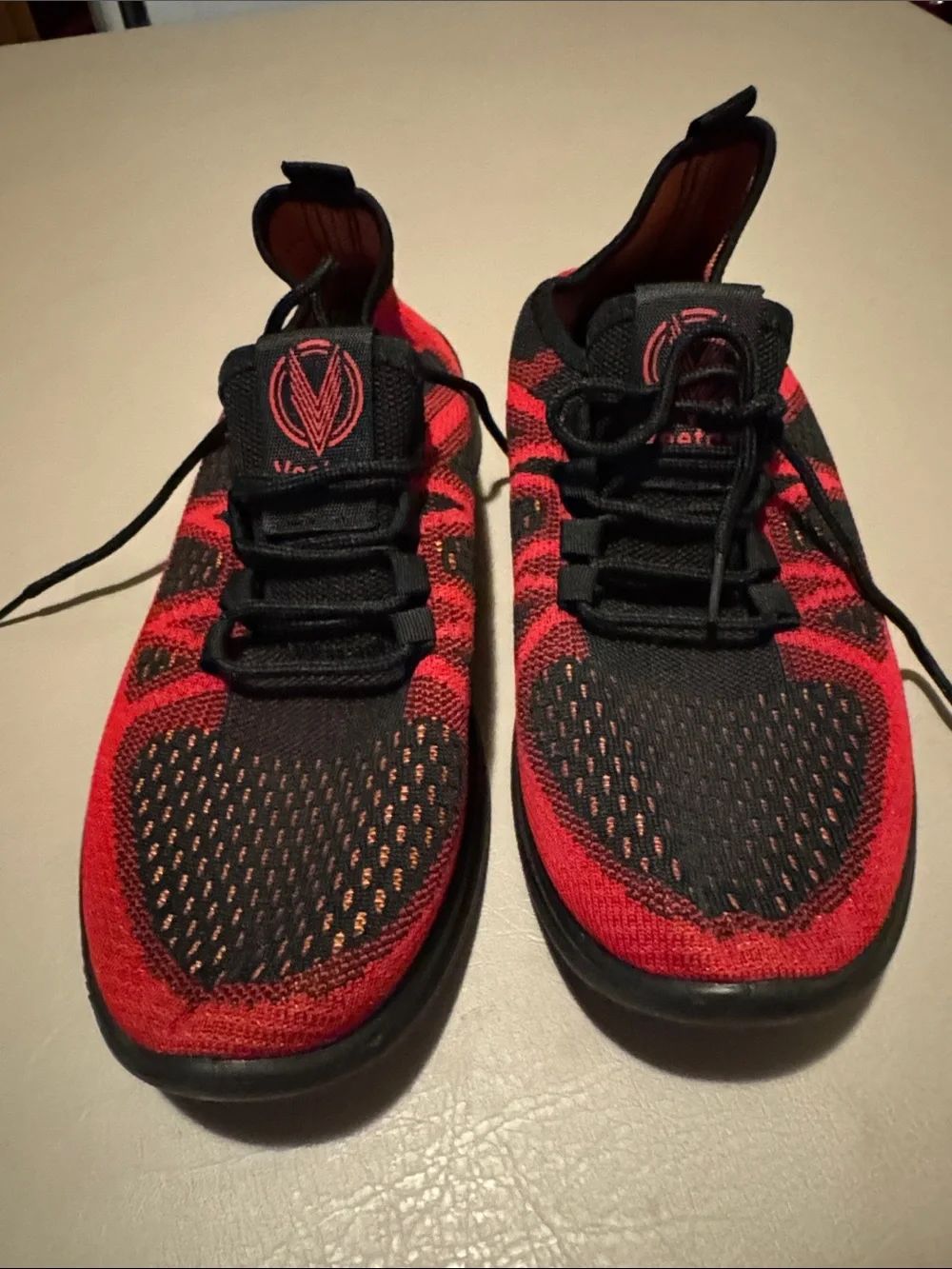 Men's Red and Black Athletic Knit Sneakers